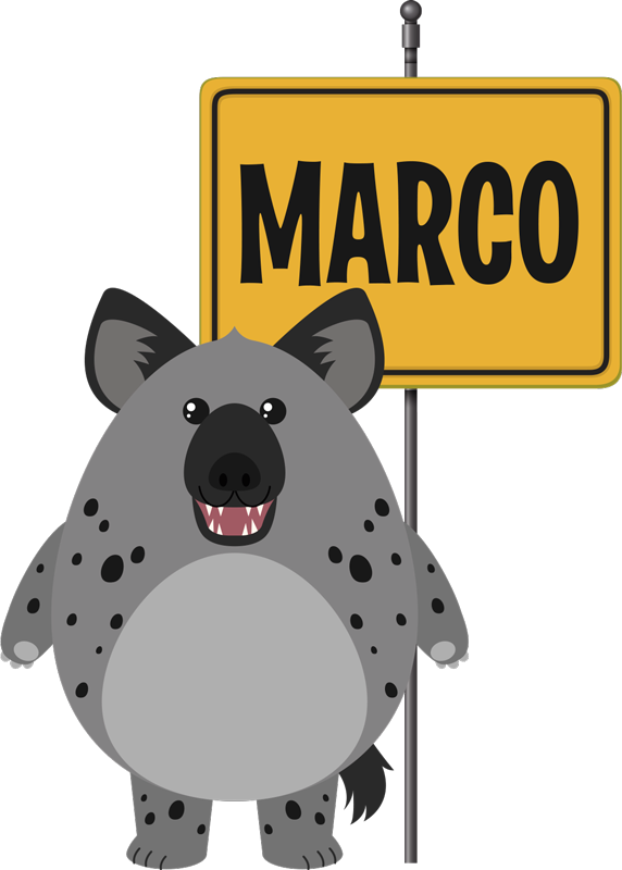 Animal vinyl rug hyena design with name - TenStickers