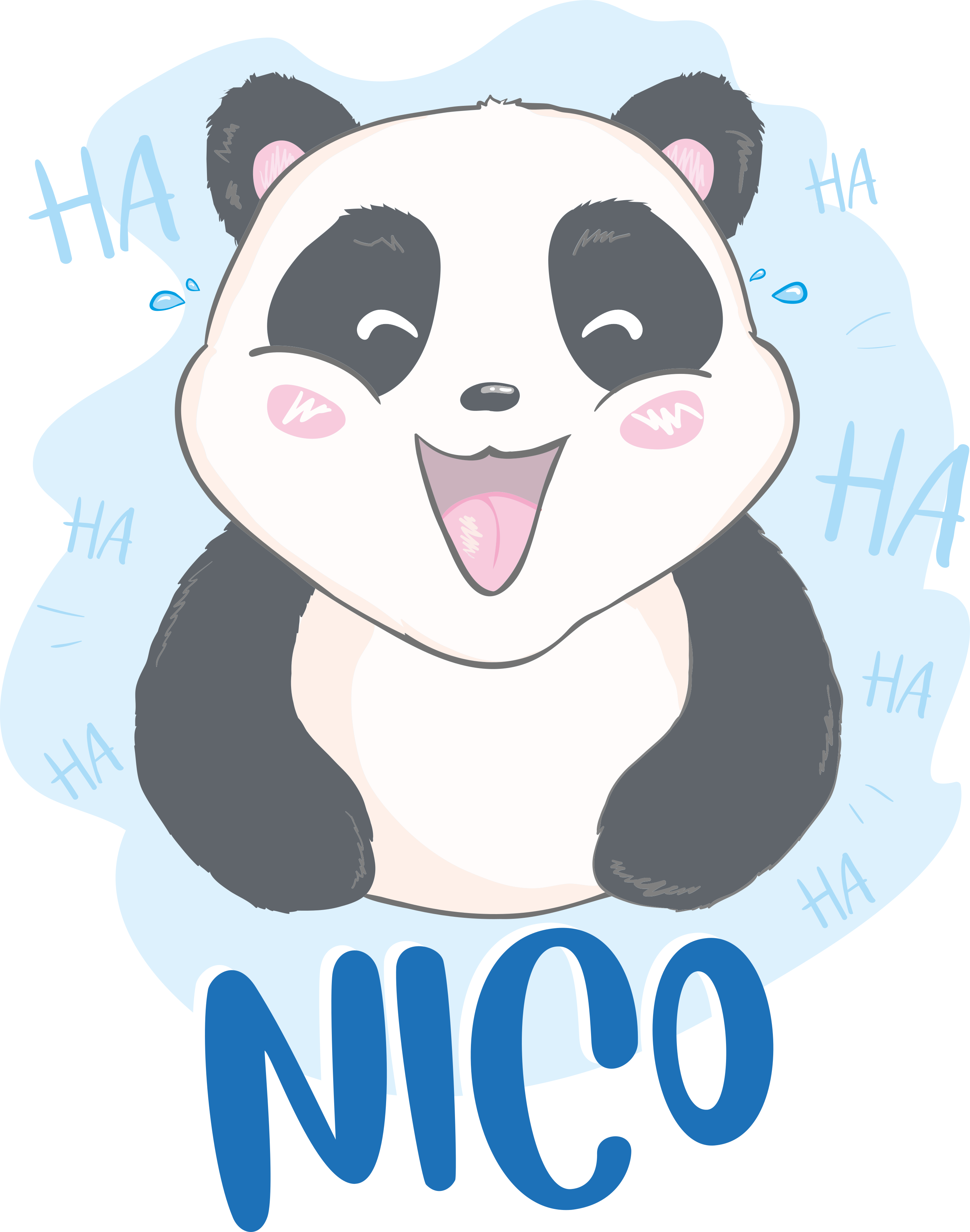 Animal vinyl rug baby panda amazed with name - TenStickers