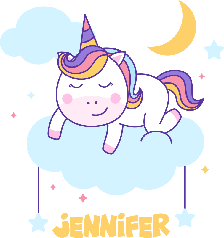 Animal vinyl rug sleeping unicorn personalized rainbow - TenStickers