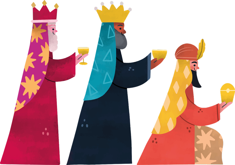 Christmas vinyl rug watercolor three kings - TenStickers