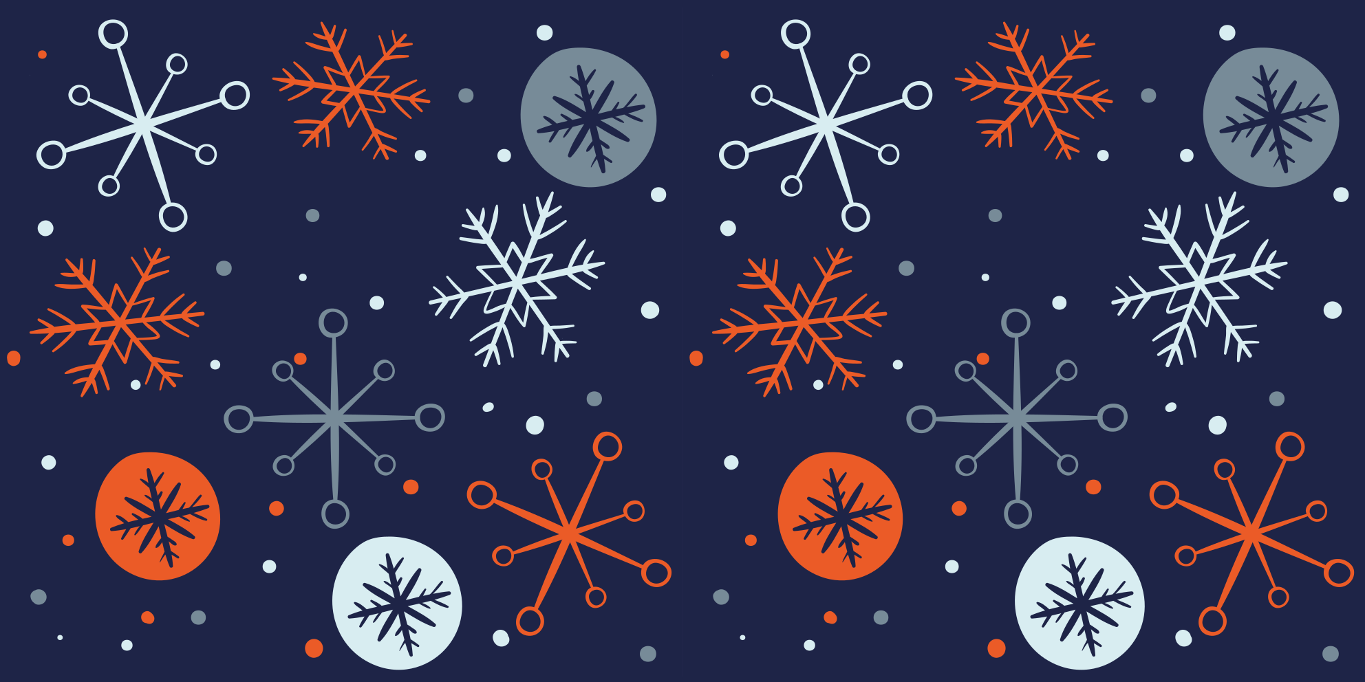 Christmas vinyl rug with blue and orange snowflakes - TenStickers