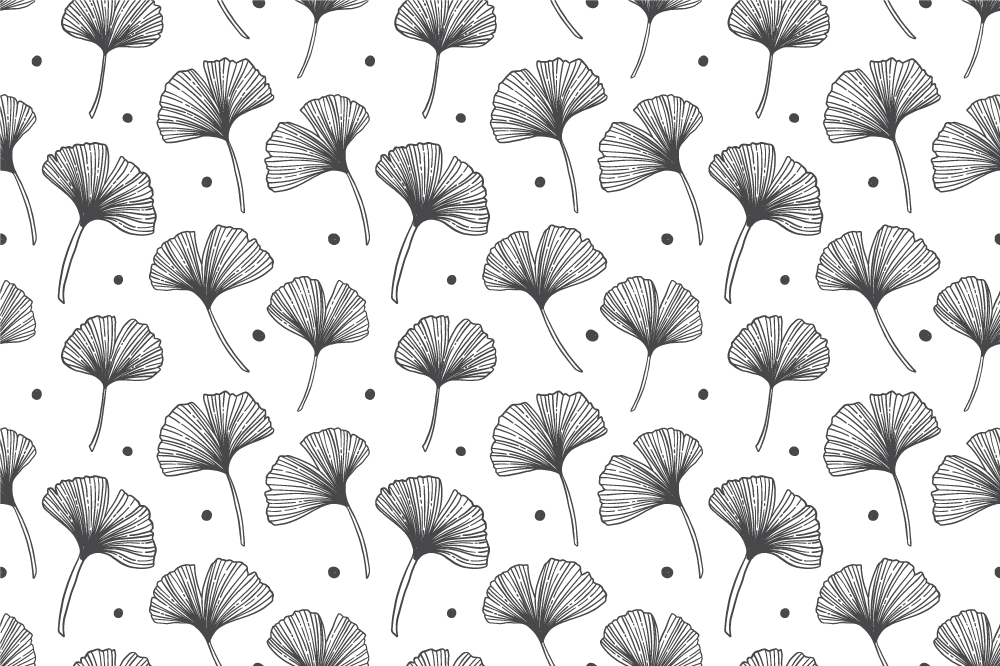 Flower vinyl rug with white gingko leaves pattern - TenStickers