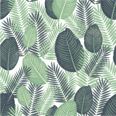 Flower vinyl rug with large green plants - TenStickers