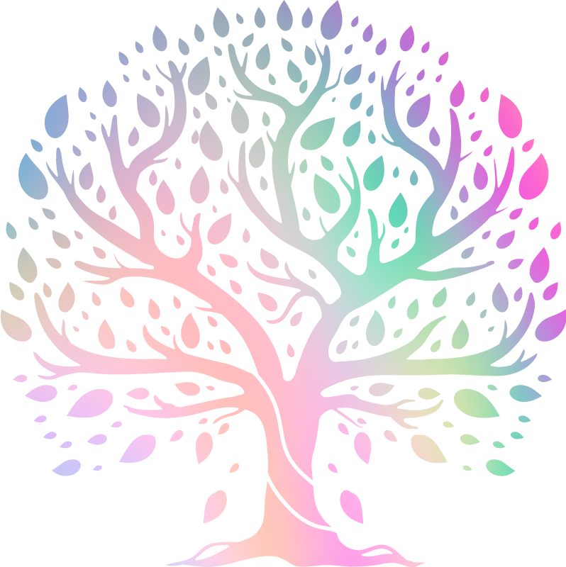 Flower vinyl rug tree of life in rainbow colors - TenStickers