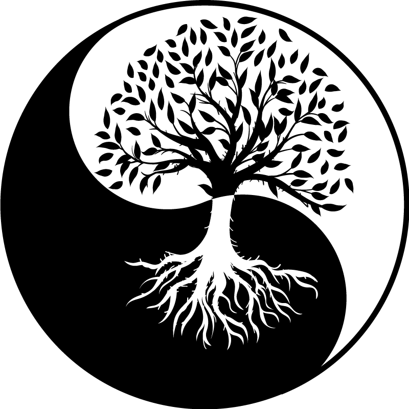 Flower vinyl rug tree of life yin yang - TenStickers