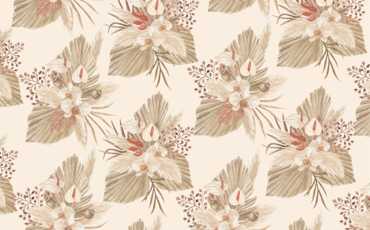 Flower vinyl rug with beige dried flowers - TenStickers