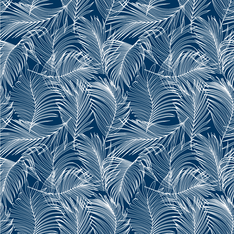 Flower vinyl rug with elegant blue leaves - TenStickers