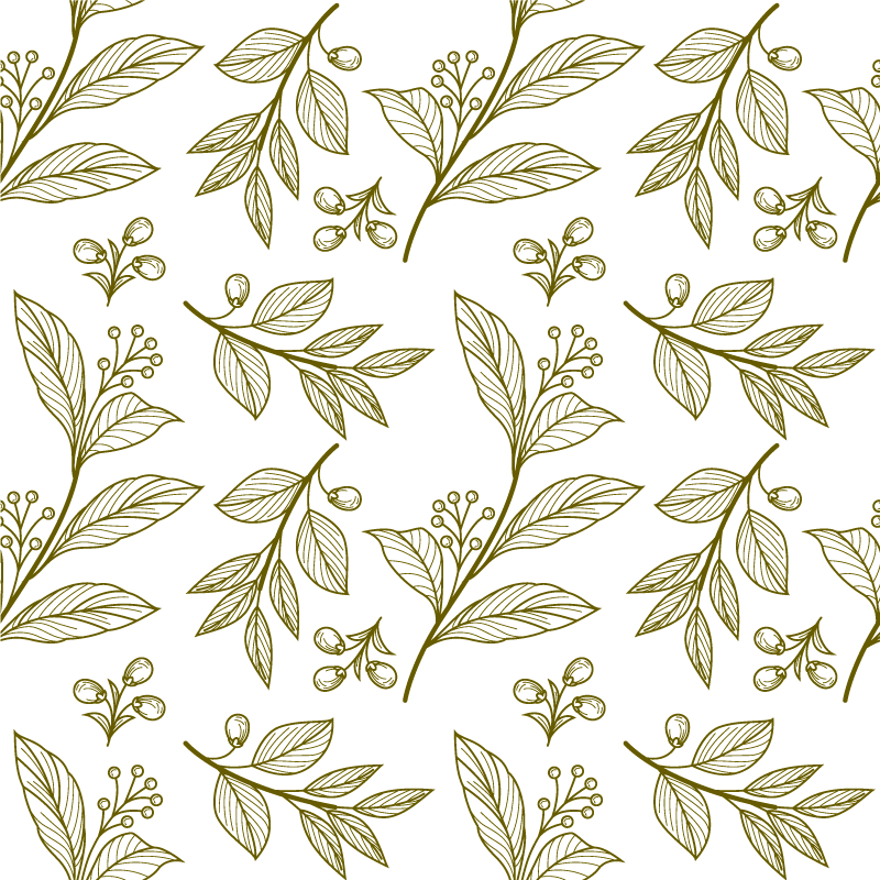 Flower vinyl rug with botanical leaves pattern - TenStickers