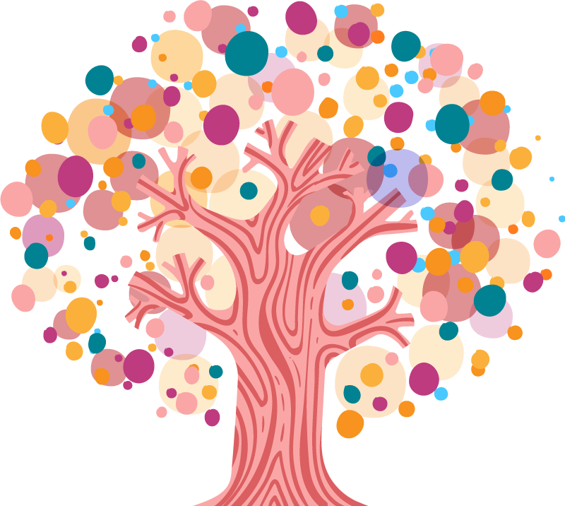 Flower vinyl rug colorful tree silhouette - TenStickers