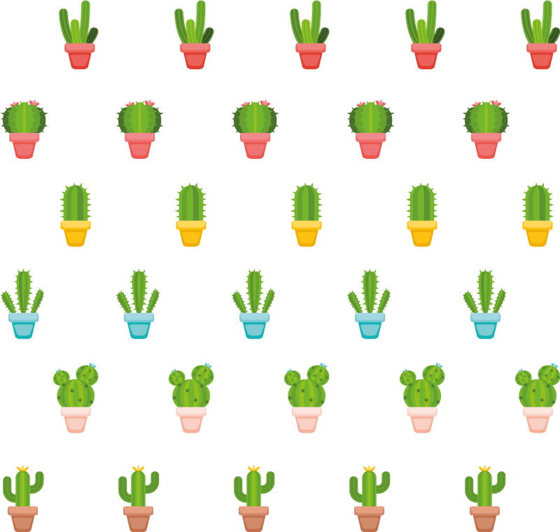 Flower vinyl rug with cacti pattern design - TenStickers