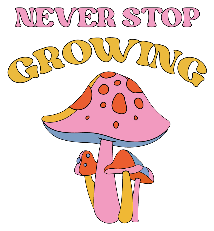 Flower vinyl rug playful mushroom growth - TenStickers