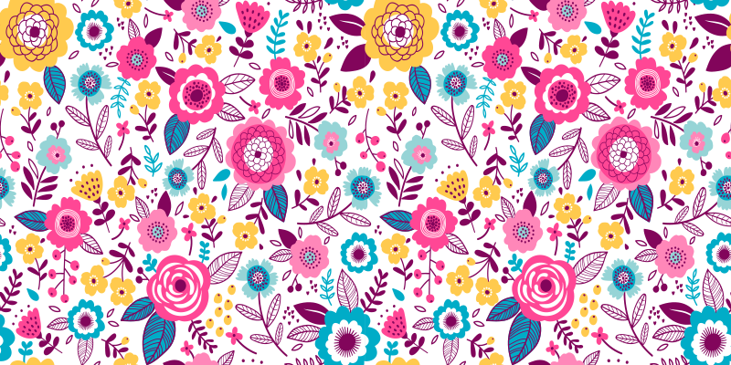 Flower vinyl rug kallax pink flowers - TenStickers