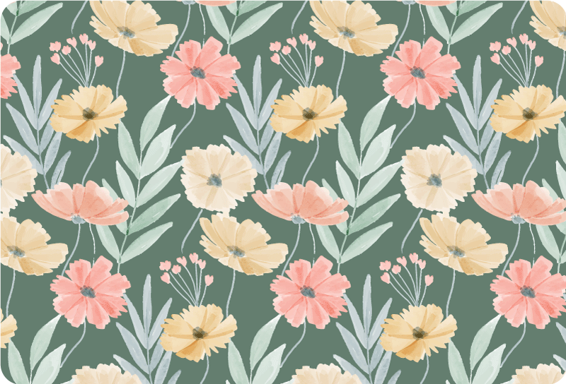 Flower vinyl rug with original watercolor floral design - TenStickers