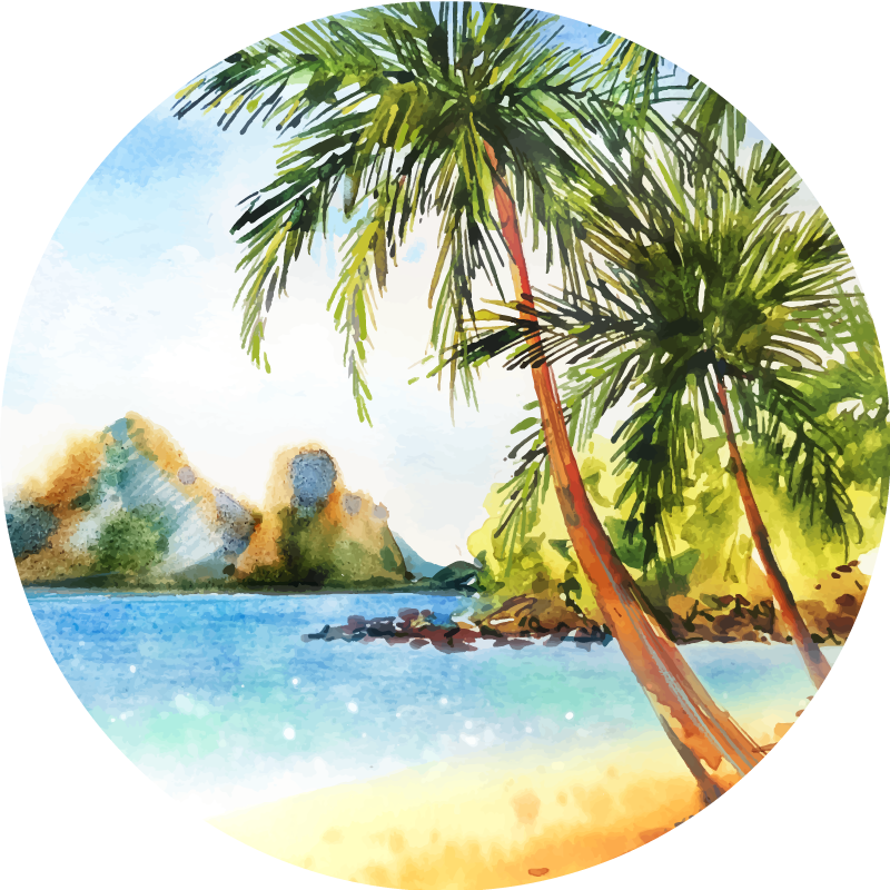 Flower vinyl rug watercolor palms - TenStickers