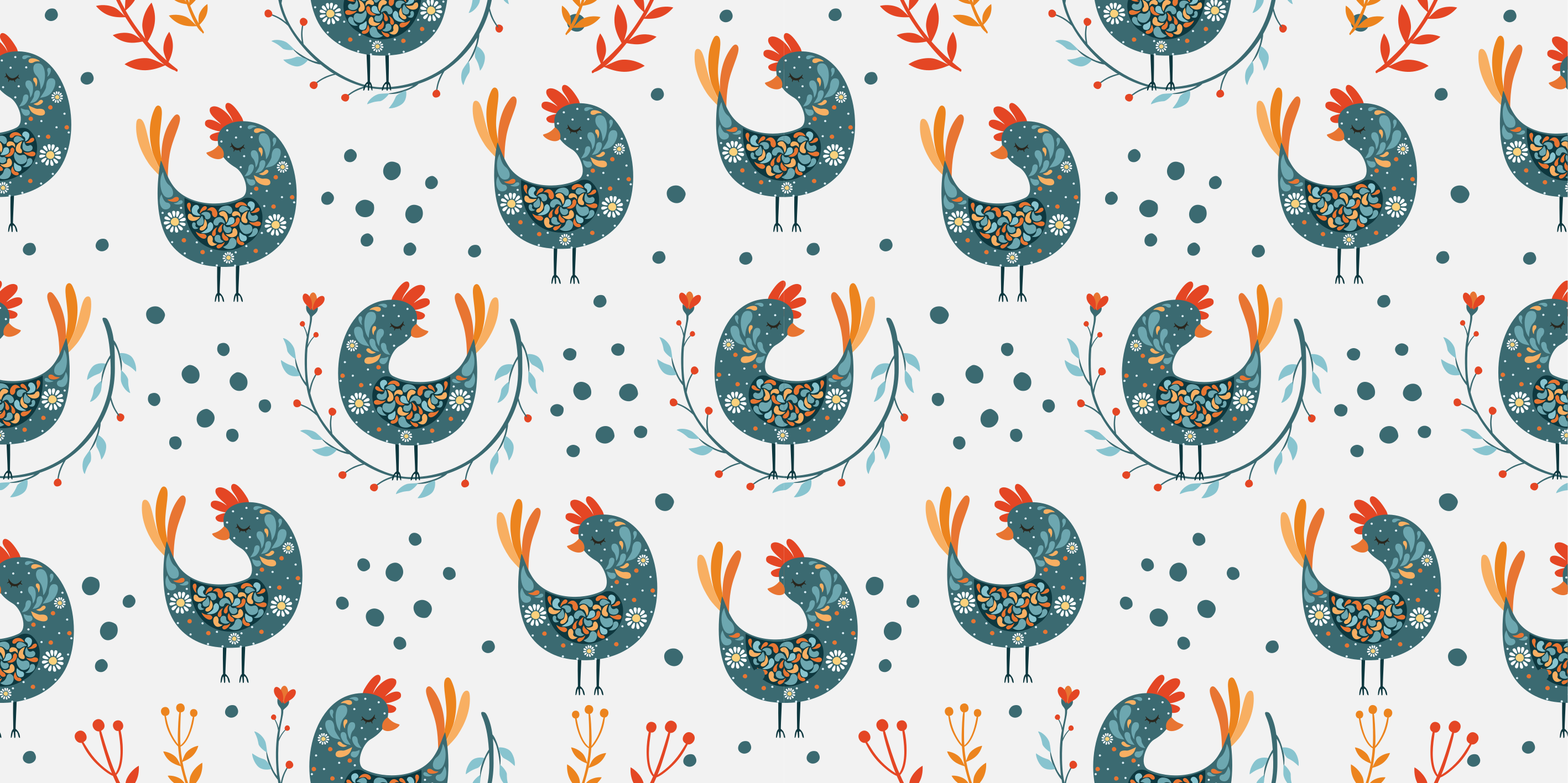 Flower vinyl rug with chickens and flowers - TenStickers