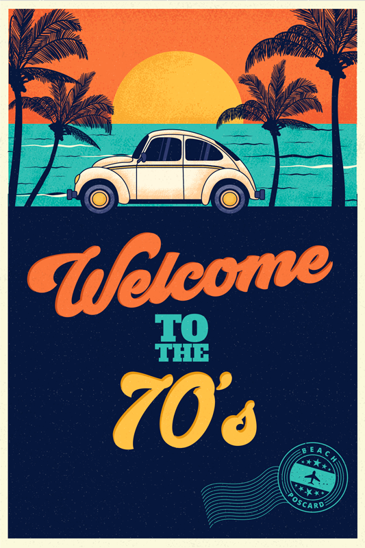 Vintage vinyl rug groovy 70s vibes - TenStickers