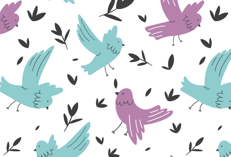 Blue and purple birds animal vinyl rug - TenStickers