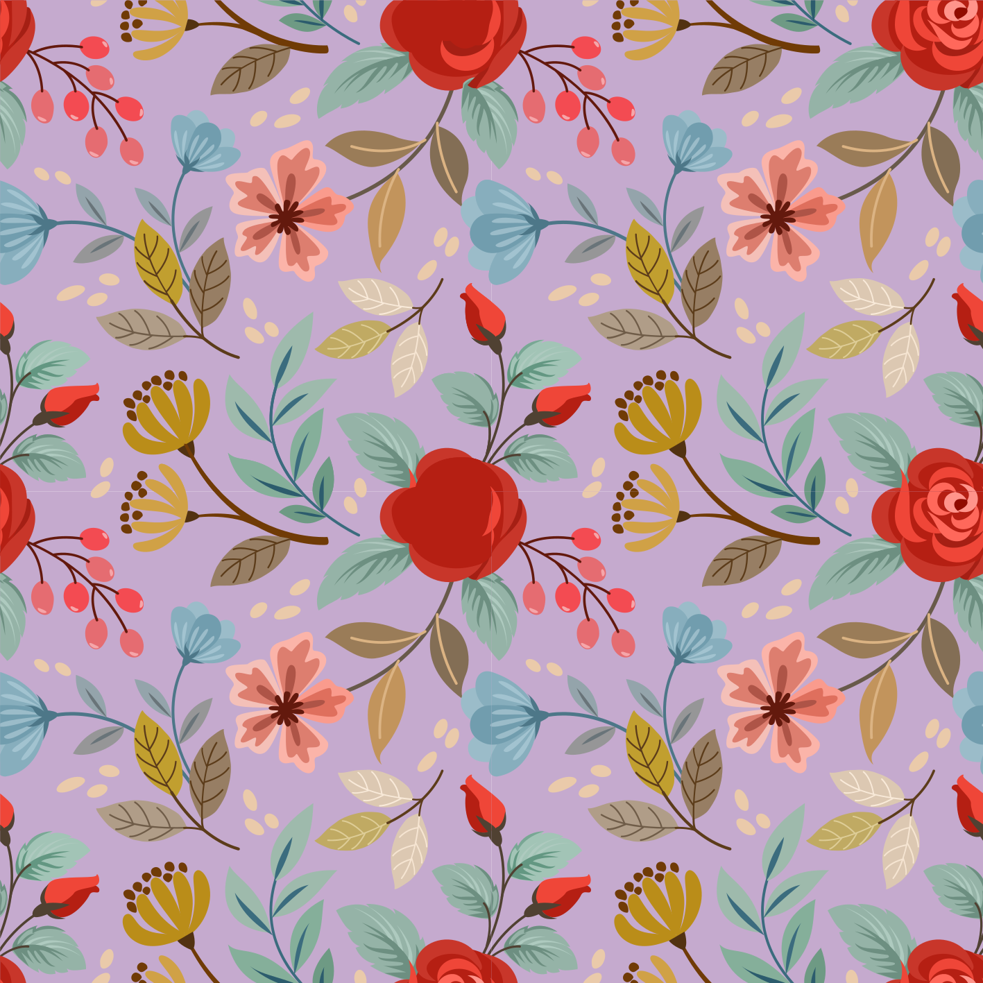 Colorful flowers flower vinyl rug - TenStickers