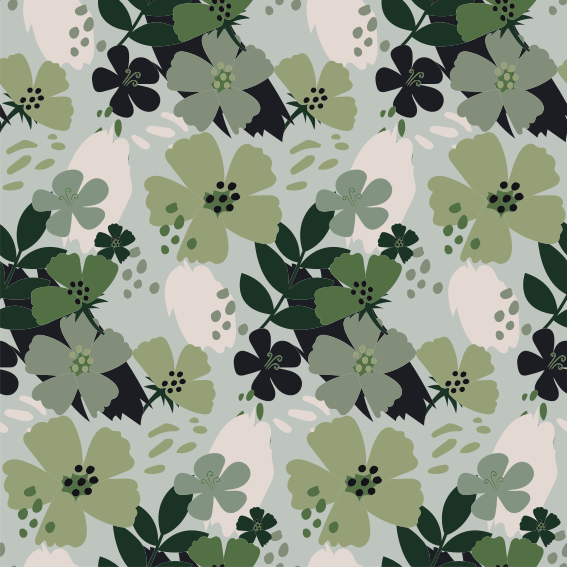 Flower vinyl rug in green tones leaves pattern - TenStickers