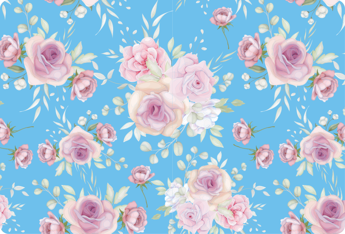 Flower vinyl rug with roses on blue background - TenStickers