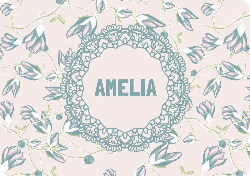 Leaves and blooms flower vinyl rug - TenStickers