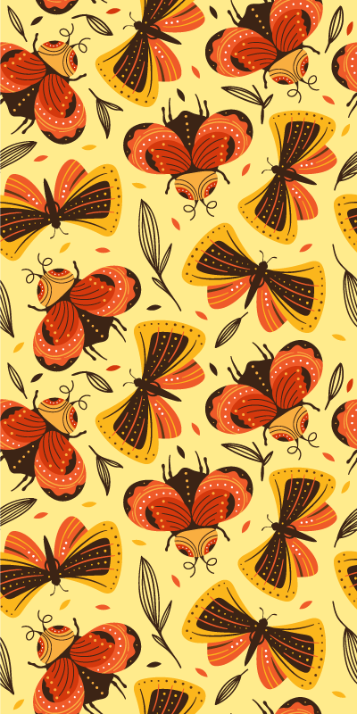 Flower vinyl rug with butterfly on flower design - TenStickers