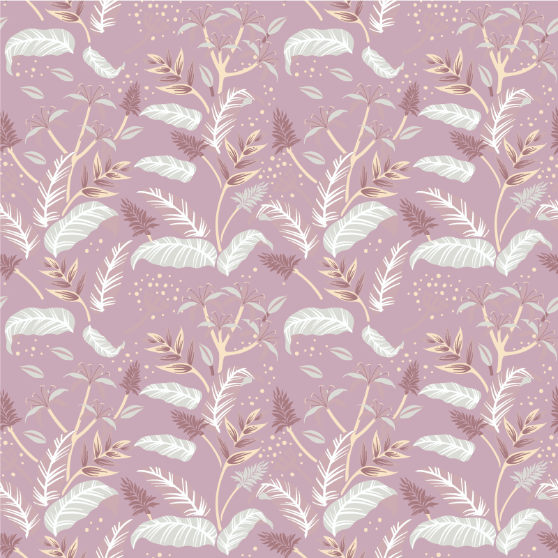 Flower vinyl rug vintage pink tropical leaf design - TenStickers
