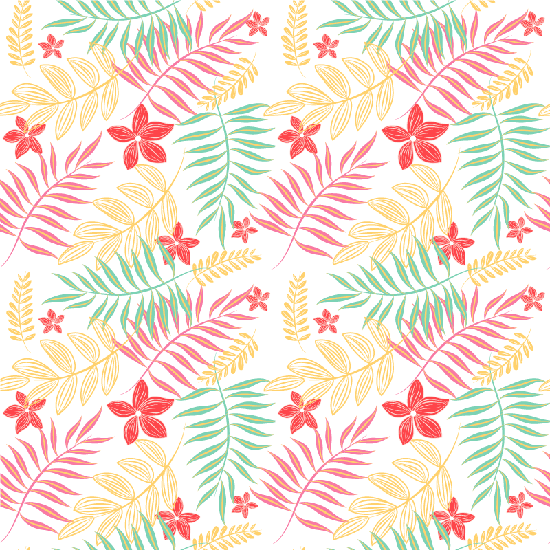 Flower vinyl rug neon leaves pattern - TenStickers