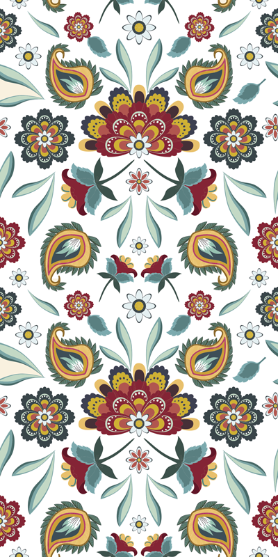 Flower vinyl rug in ethnic floral design - TenStickers