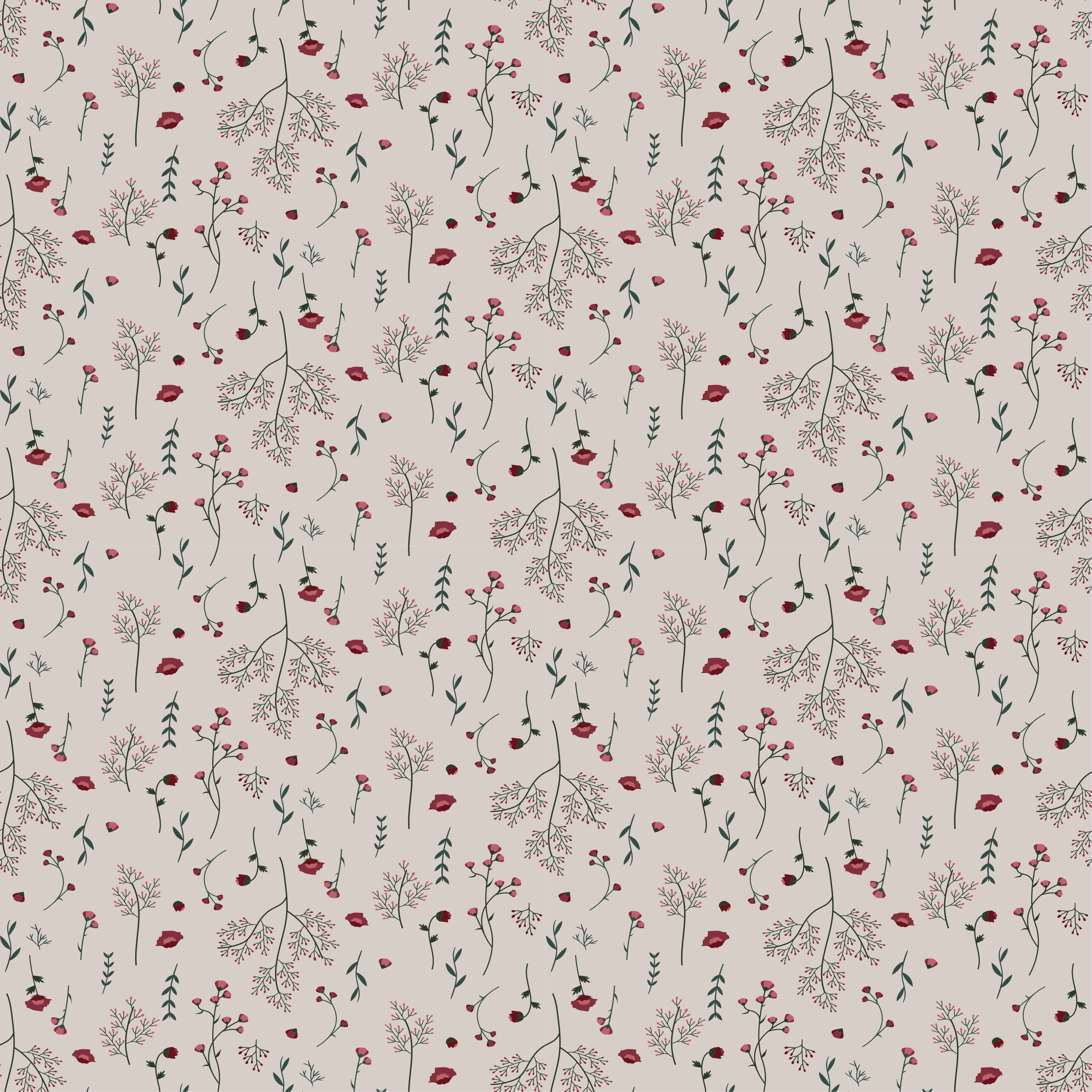 Flower vinyl rug with minimalistic red floral design - TenStickers