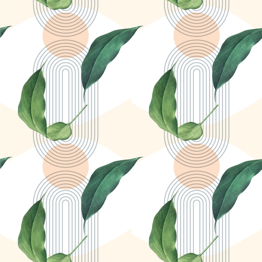 Flower vinyl rug with green leaf on pink backdrop - TenStickers