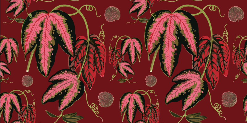 Red maranta flower vinyl rug - TenStickers