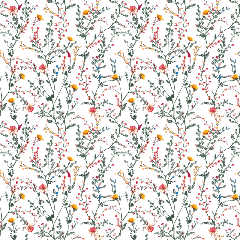 Flower vinyl rug with slim minimalist garden blooms - TenStickers