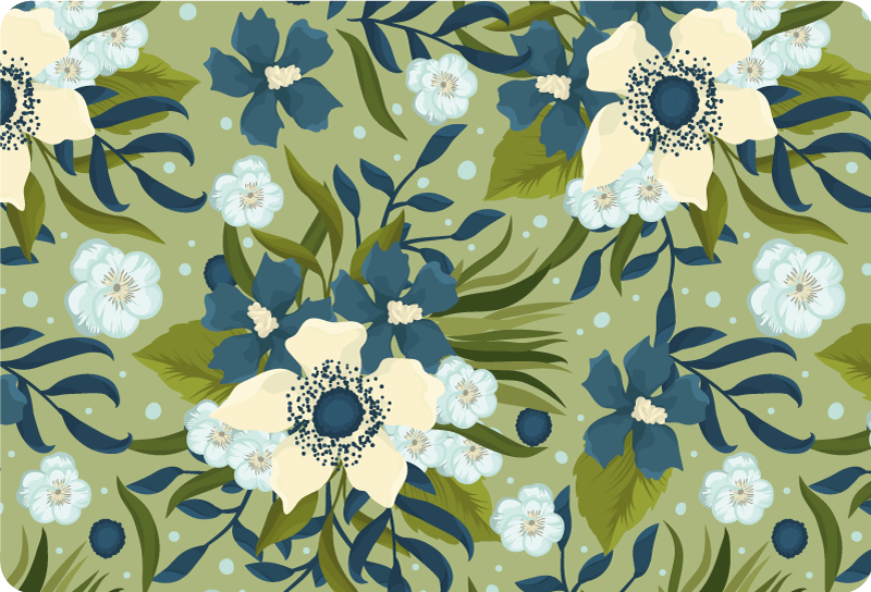Flower vinyl rug in vibrant summer colors - TenStickers