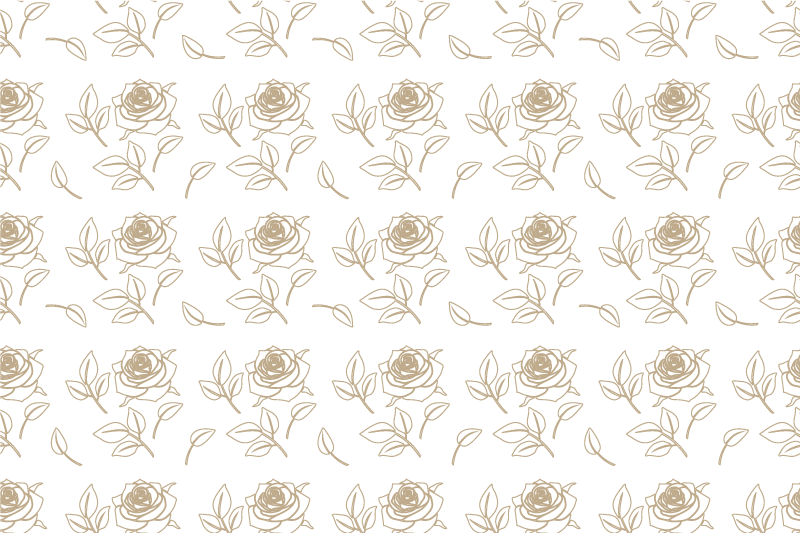 Flower vinyl rug with detailed rose pattern on beige - TenStickers