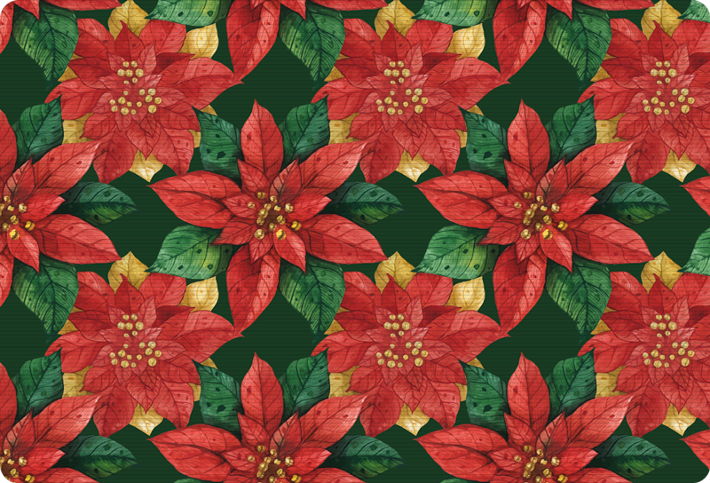 Flower vinyl rug with festive red and green design - TenStickers