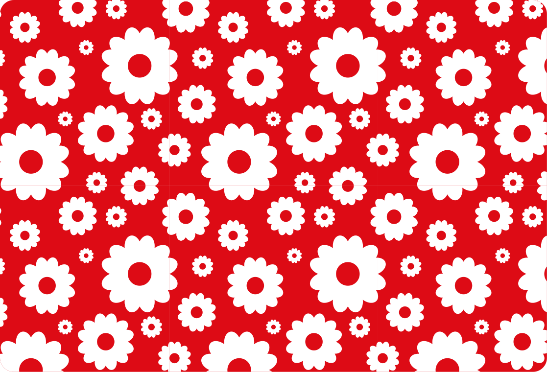Flower vinyl rug with white daisies on red background - TenStickers