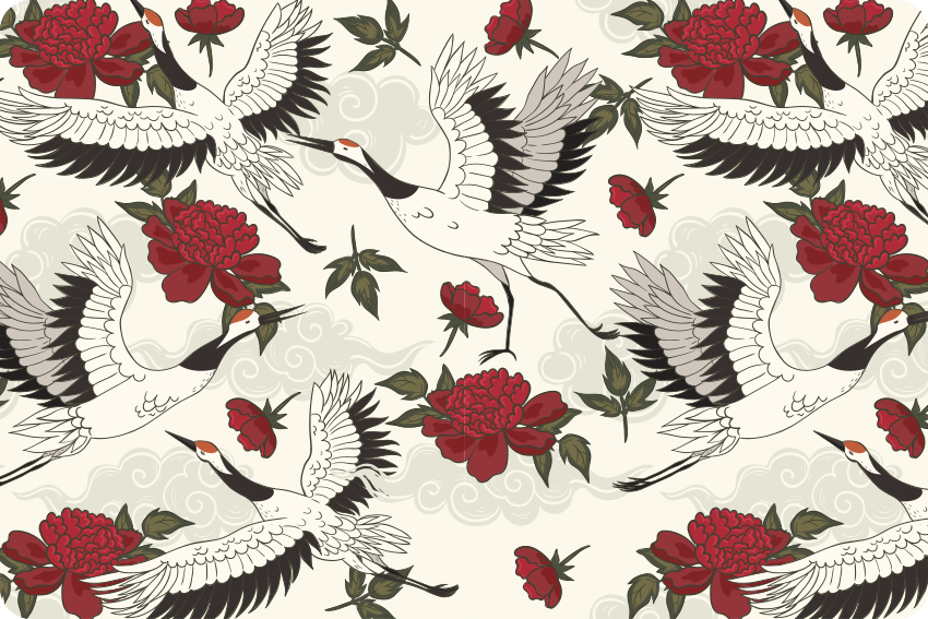 Flower vinyl rug with calming earth tones bird design - TenStickers