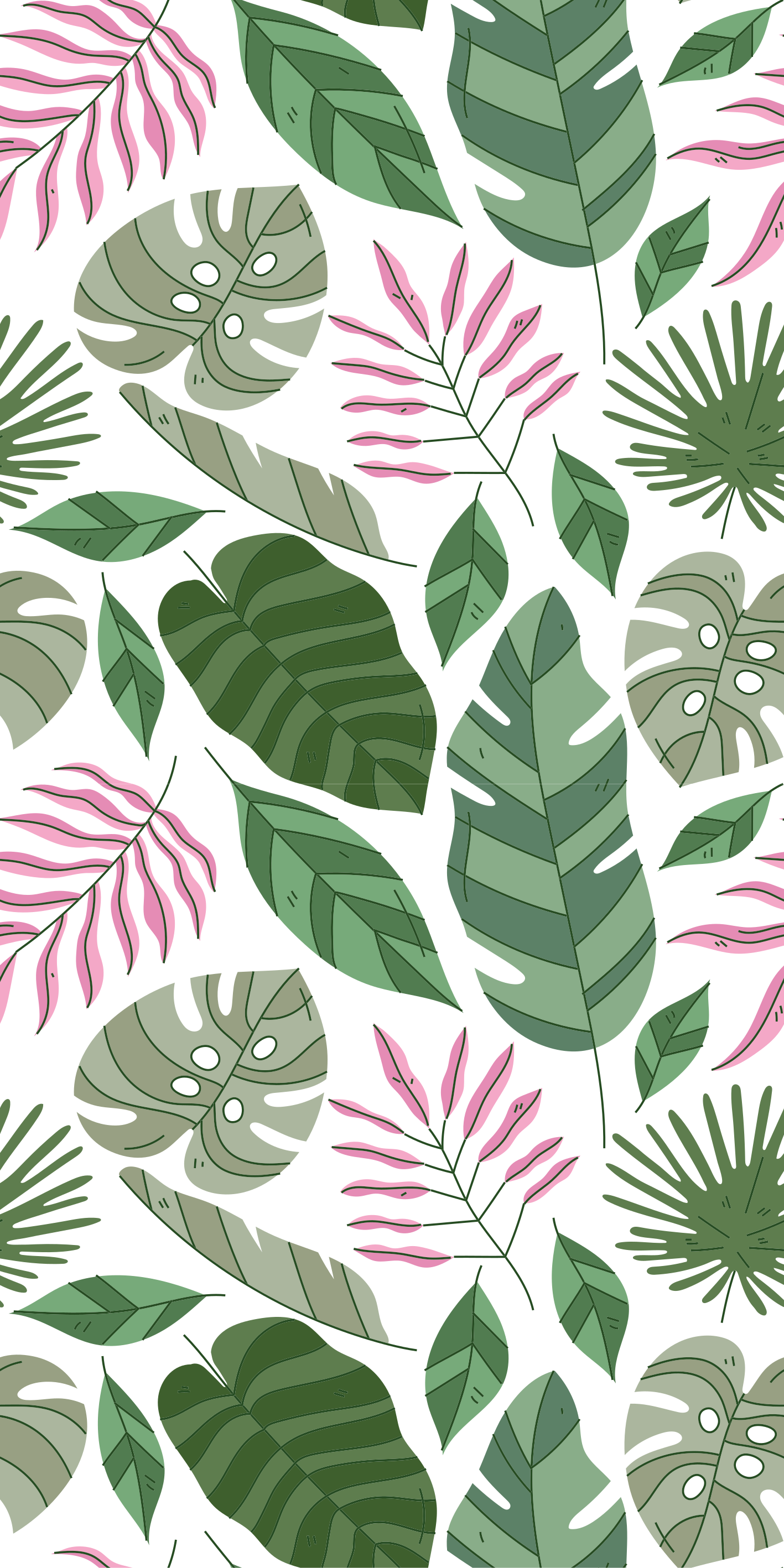 Flower vinyl rug with tropical minimalist plants - TenStickers