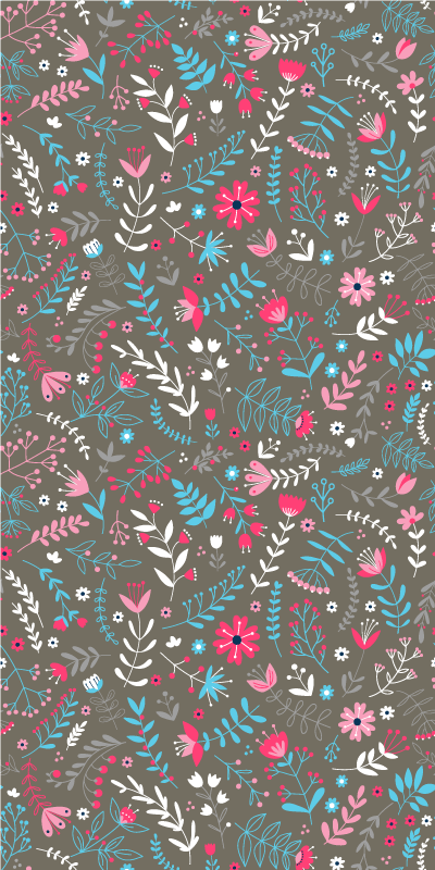 Flower vinyl rug in vibrant scattered floral design - TenStickers