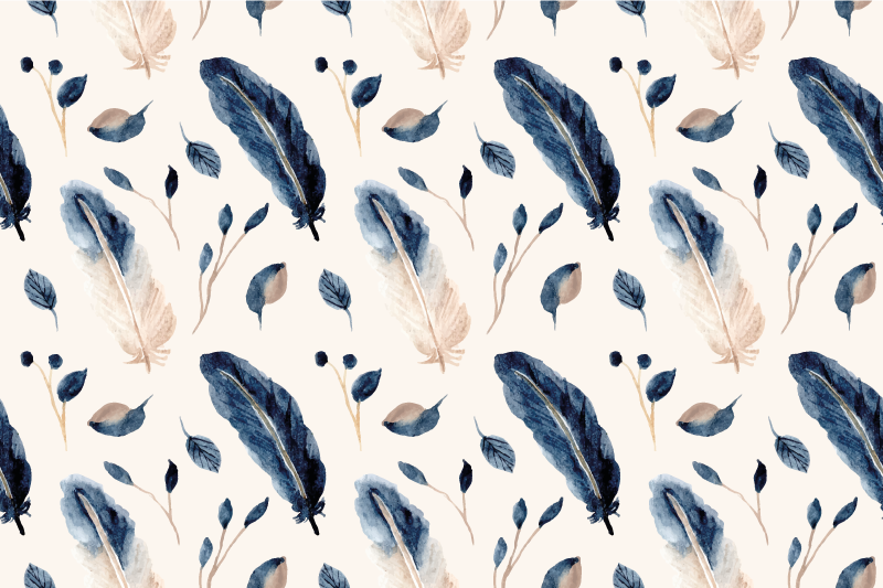 Flower vinyl rug with soaring leaves and feathers - TenStickers