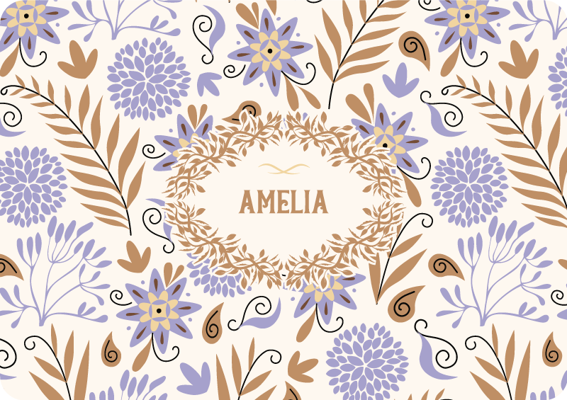 Flower vinyl rug with hand painted vintage floral design - TenStickers