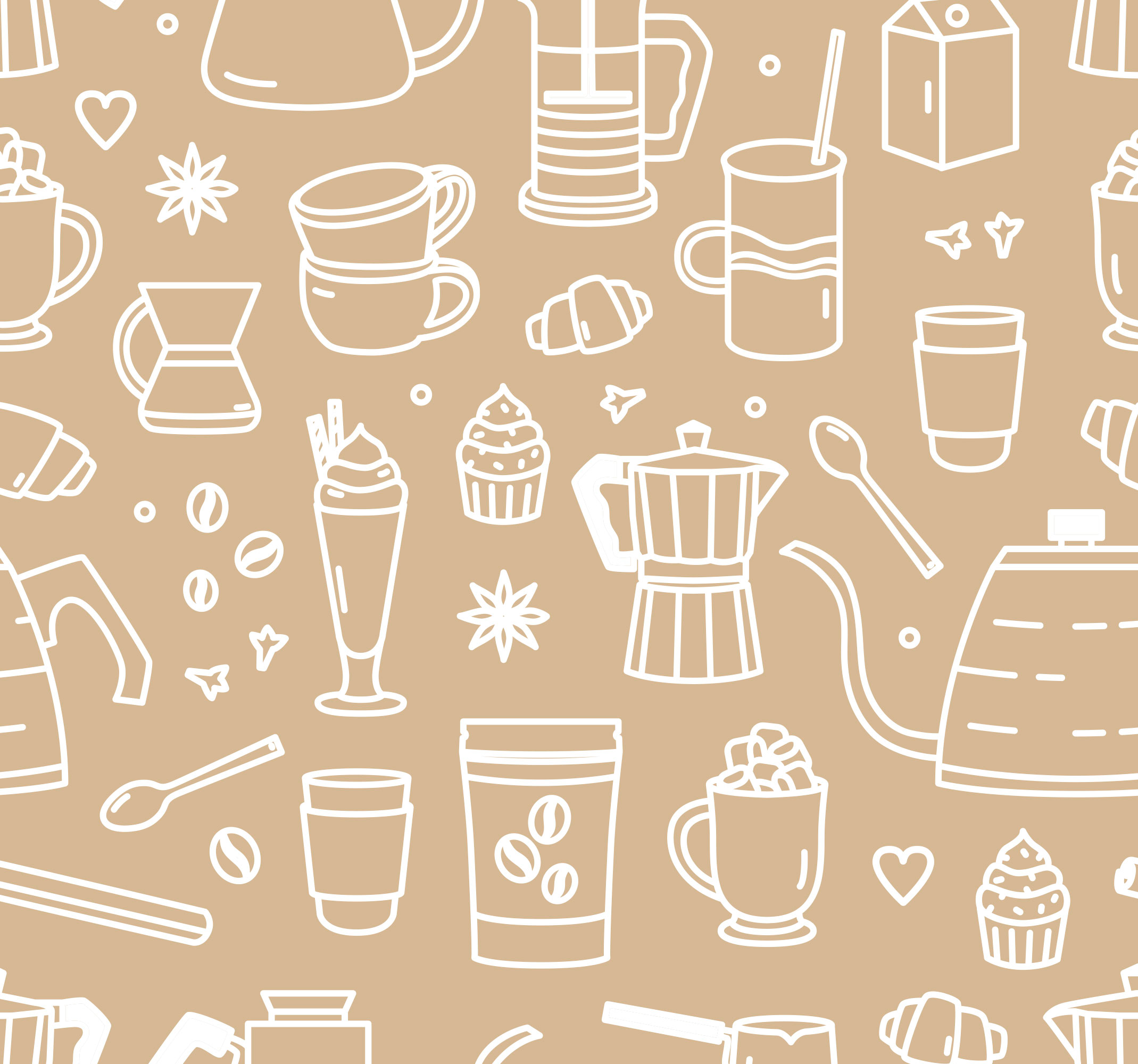 Kitchen vinyl rug with coffee cups and glasses design - TenStickers