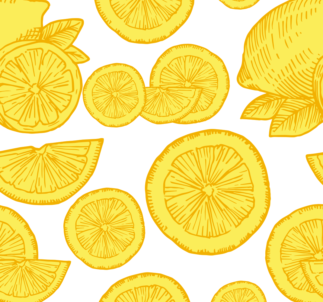 Orange and lemon sketch kitchen vinyl rug - TenStickers