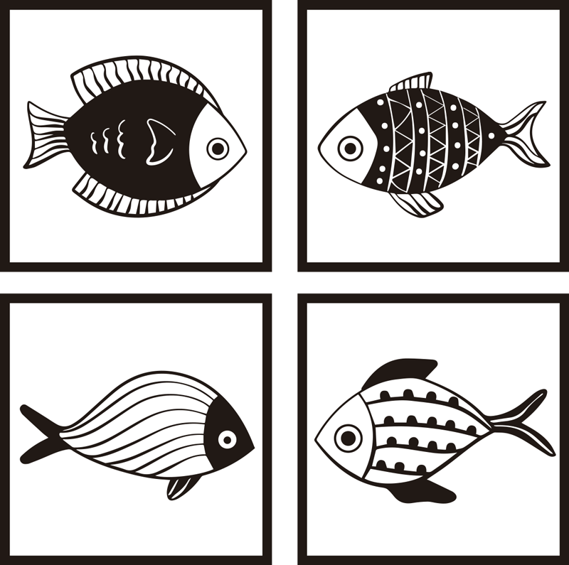 Bathroom vinyl rug with beautiful fish pattern tiles - TenStickers