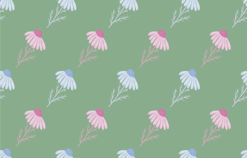 Flower vinyl rug in chamomile daisy pattern - TenStickers