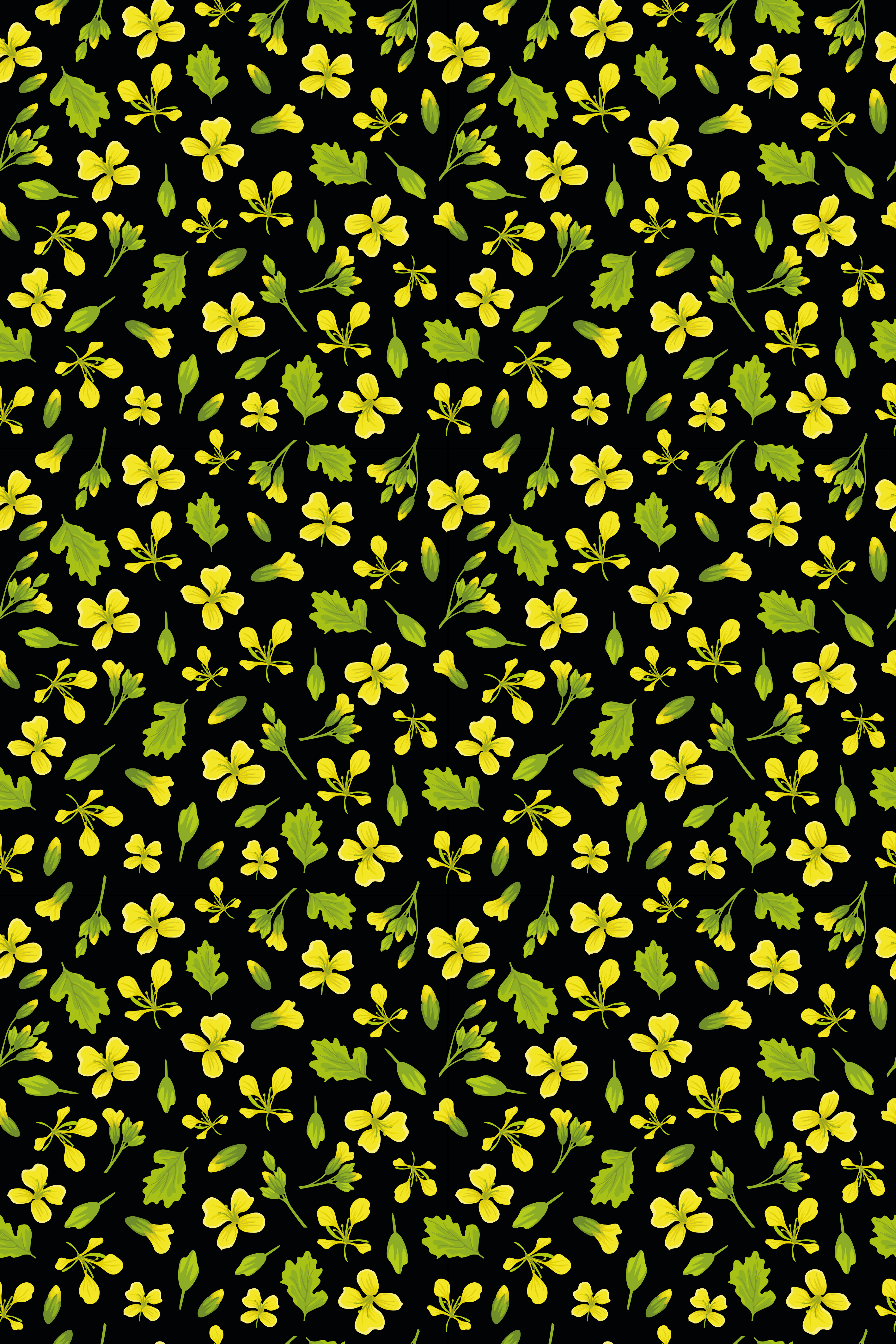 Flower vinyl rug in yellow on black background - TenStickers