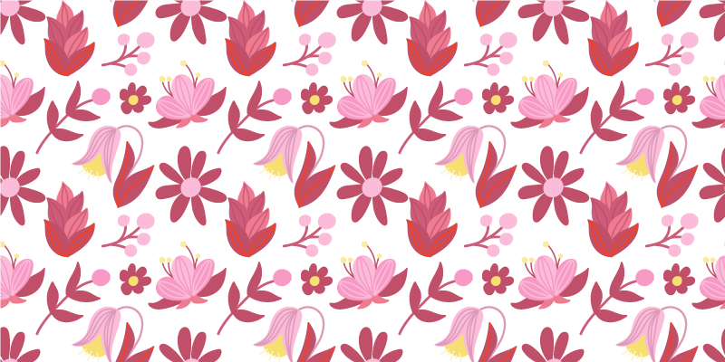Flower vinyl rug inspired by polish folk art red - TenStickers