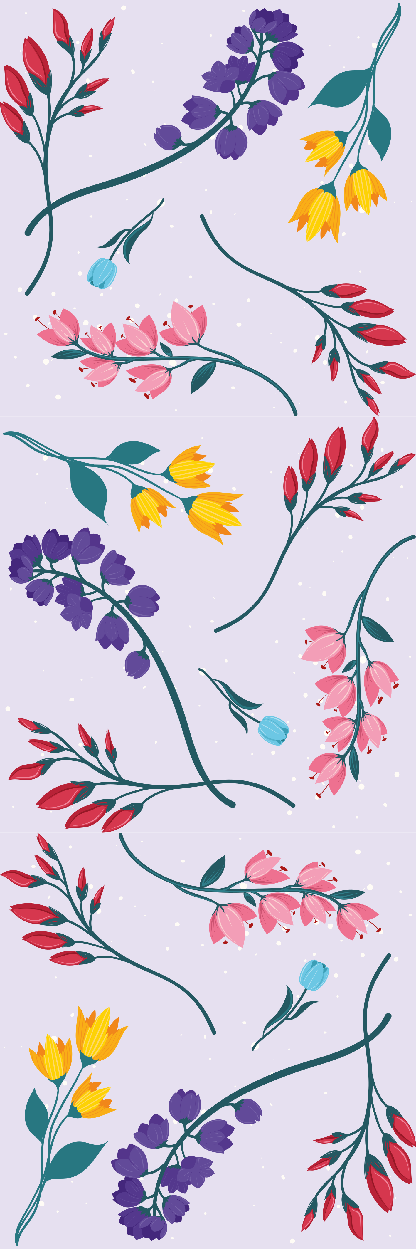Flower vinyl rug garden minimalist botanical design - TenStickers