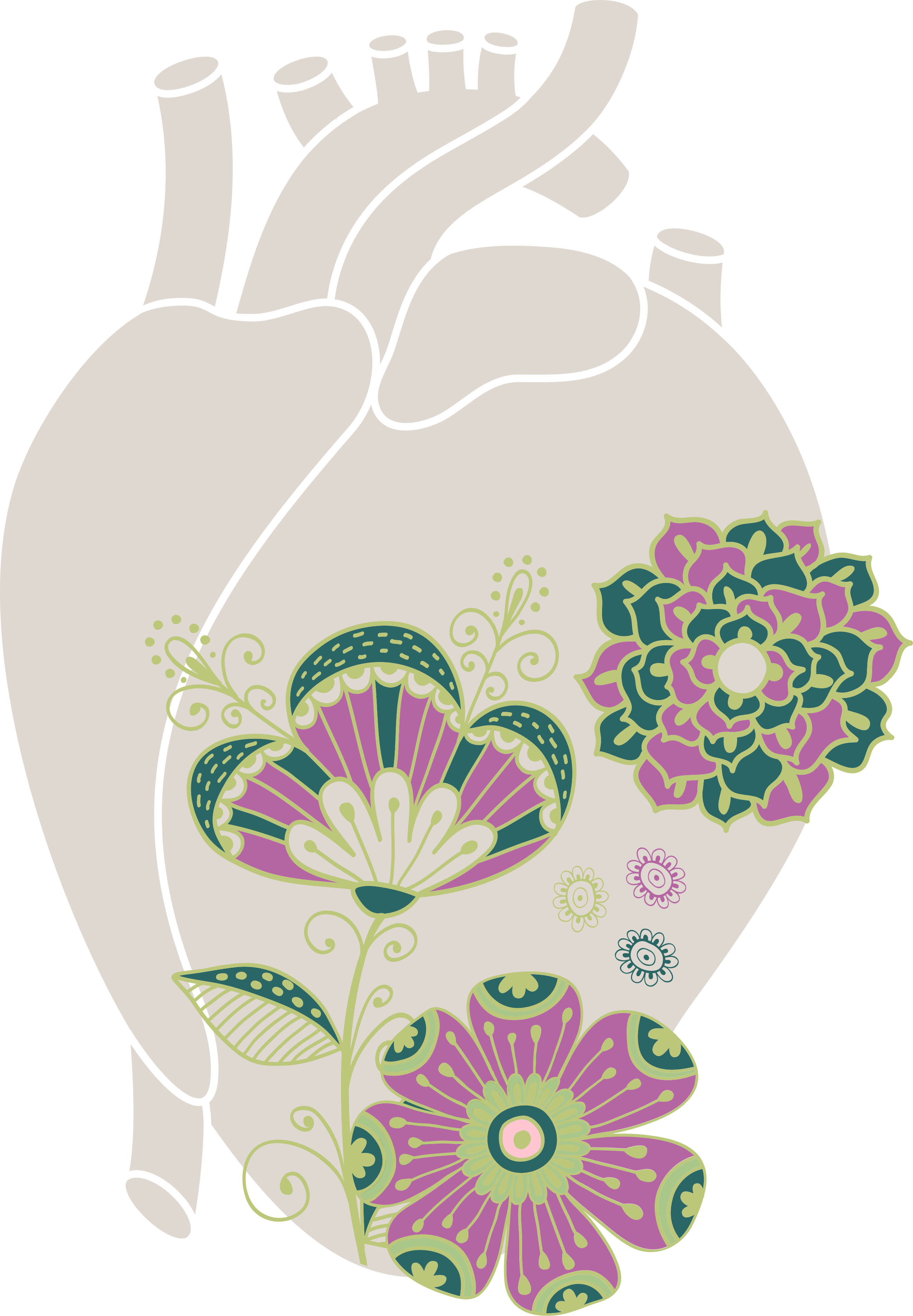 Flower vinyl rug anatomic heart with red flowers - TenStickers
